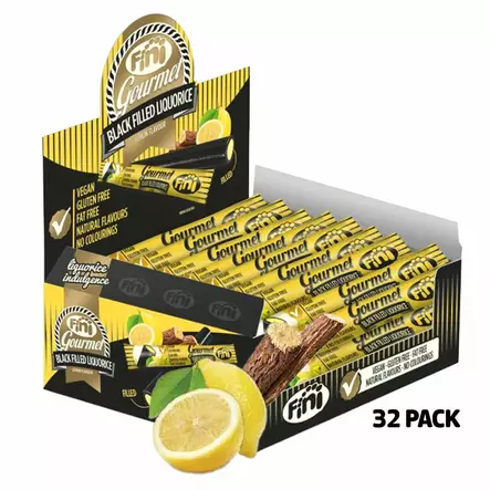 Gourmet Filled Liquorice Lemon 32 x 32g - Karkkirasiat - 100506 - 1