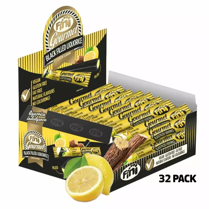 Gourmet Filled Liquorice Lemon 32 x 32g - Karkkirasiat - 100506 - 1