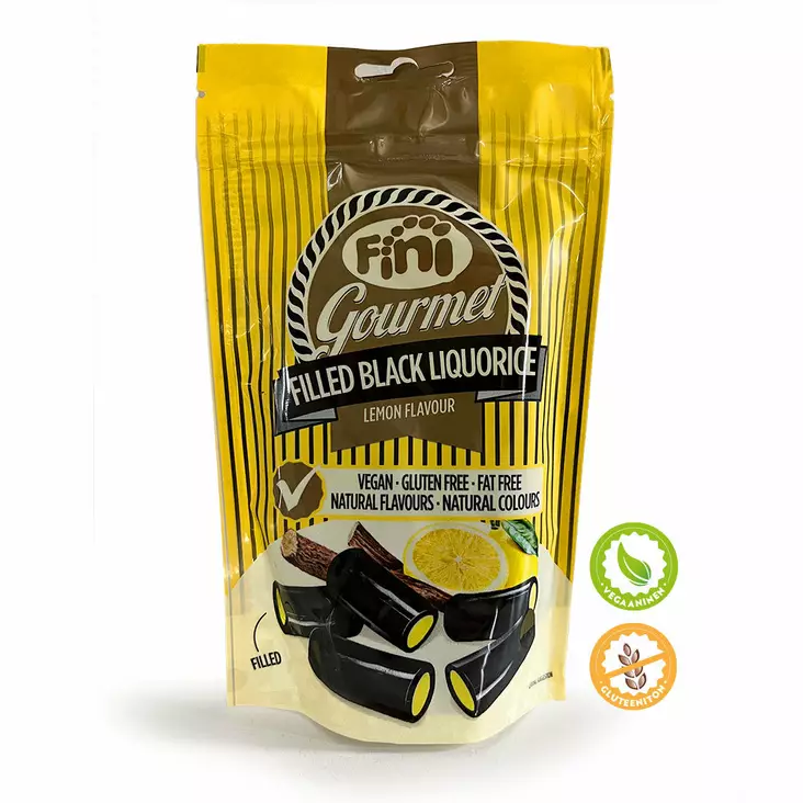 FiniGourmet Filled Black Liquorice Lemon - Karkkipussit - 18248 - 2