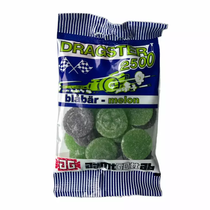 Dragster Mustikkar & Meloni 50g - Karkkipussit - 18274R - 2